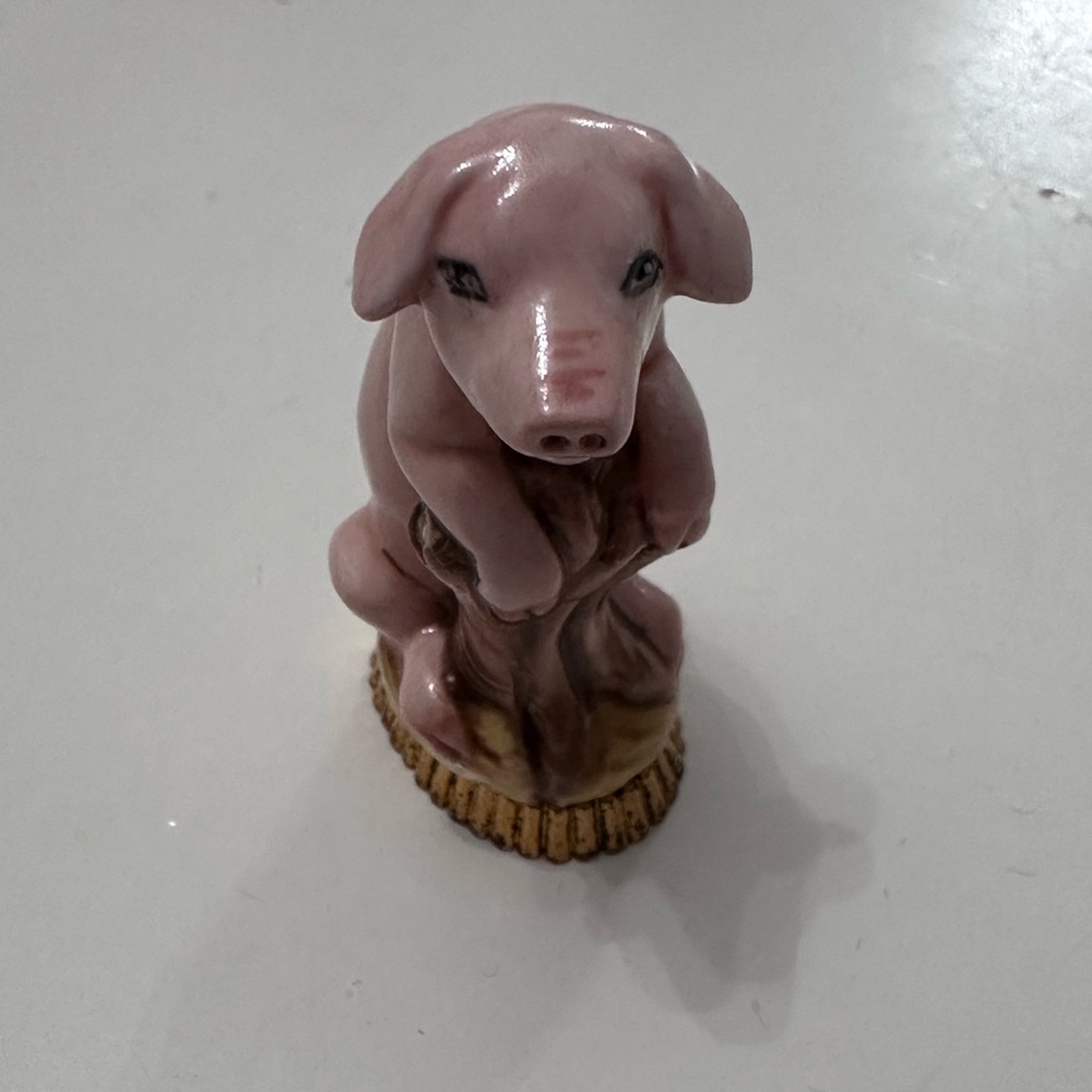 Rare Halcyon Days England Pig Enameled Porcelain Figurine Art